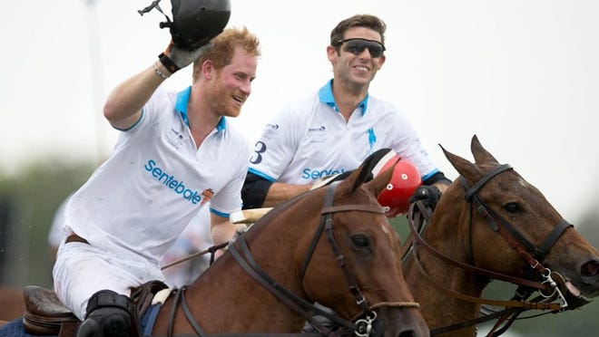 Prince Harry plays charity polo in Wellington, Florida on May 4, 2016.
