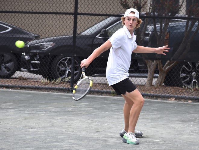 Destin's Pierre Lauduniey, playing in the No. 1 spot Tuesday, beat his Vernon opponent, 6-1, 6-0.