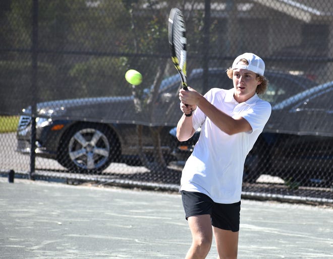 Destin's Pierre Lauduniey lost a close match 4-6, 6-3 (7-10) to his Crestview opponent.