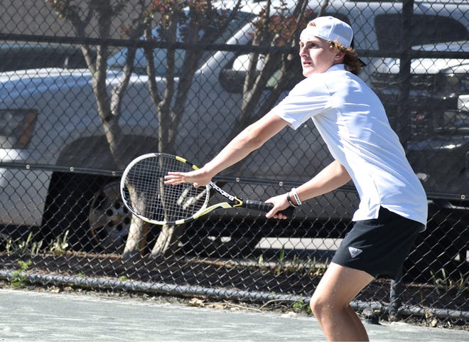 Destin's Pierre Lauduniey lost a close match 4-6, 6-3 (7-10) to his Crestview opponent.