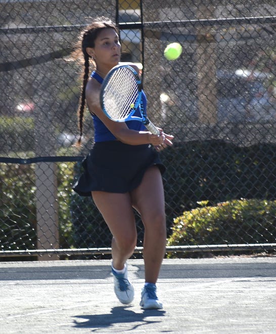 Destin's Addi Harrison, playing in the No. 2 spot, lost to her Crestview opponent.